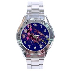 Stars Abstract Shine Spots Lines Stainless Steel Analogue Watch by Simbadda