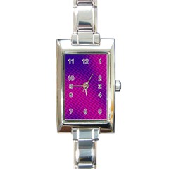 Retro Halftone Pink On Blue Rectangle Italian Charm Watch by Simbadda