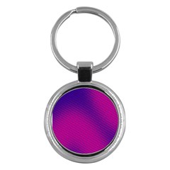 Retro Halftone Pink On Blue Key Chains (round)  by Simbadda