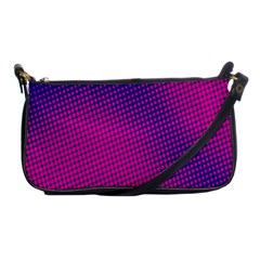 Retro Halftone Pink On Blue Shoulder Clutch Bags by Simbadda