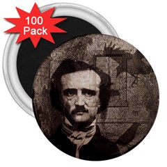 Edgar Allan Poe  3  Magnets (100 Pack) by Valentinaart