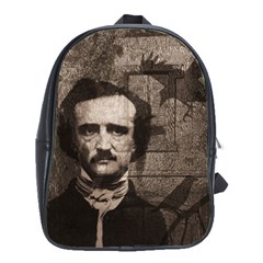 Edgar Allan Poe  School Bags(large)  by Valentinaart
