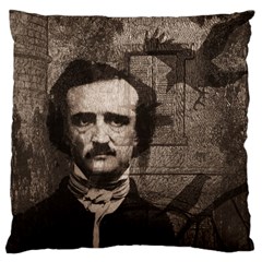 Edgar Allan Poe  Large Cushion Case (one Side) by Valentinaart