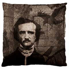 Edgar Allan Poe  Large Flano Cushion Case (two Sides) by Valentinaart