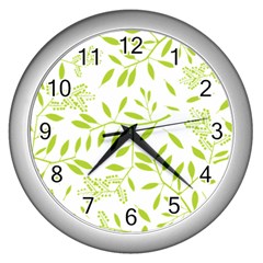 Leaves Pattern Seamless Wall Clocks (silver) 