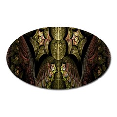 Fractal Abstract Patterns Gold Oval Magnet