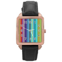 Color Stripes Rose Gold Leather Watch  by Simbadda