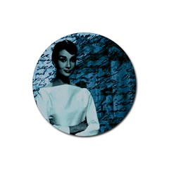 Audrey Hepburn Rubber Coaster (round)  by Valentinaart