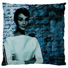 Audrey Hepburn Large Flano Cushion Case (two Sides) by Valentinaart