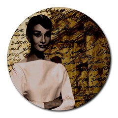 Audrey Hepburn Round Mousepads by Valentinaart