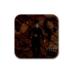 Charlie Chaplin  Rubber Coaster (square)  by Valentinaart