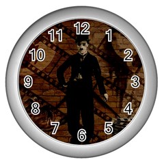 Charlie Chaplin  Wall Clocks (silver)  by Valentinaart