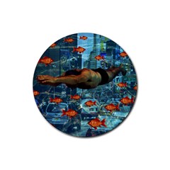 Urban Swimmers   Rubber Coaster (round)  by Valentinaart