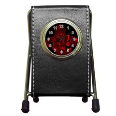Warrior - Red Pen Holder Desk Clocks by Valentinaart