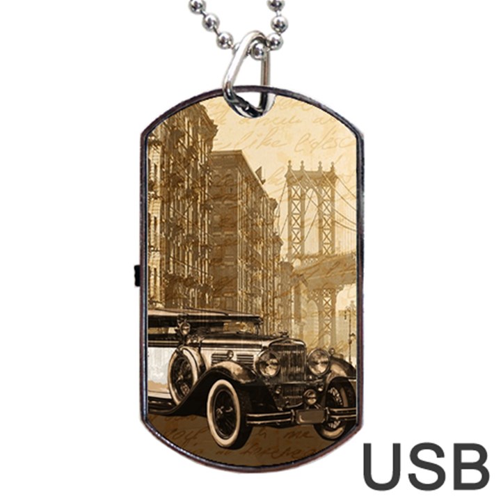 Vintage Old car Dog Tag USB Flash (One Side)
