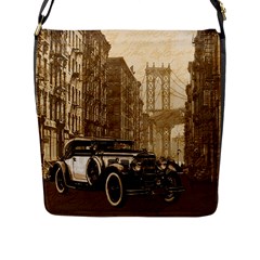 Vintage Old Car Flap Messenger Bag (l)  by Valentinaart