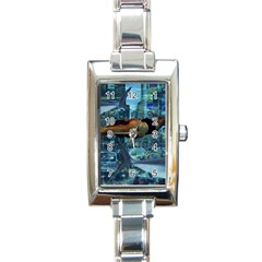 Urban Swimmers   Rectangle Italian Charm Watch by Valentinaart