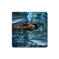 Urban Swimmers   Square Magnet by Valentinaart