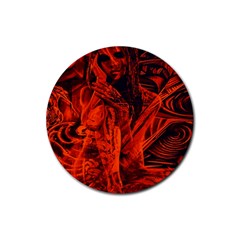 Red girl Rubber Round Coaster (4 pack) 