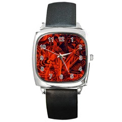 Red girl Square Metal Watch