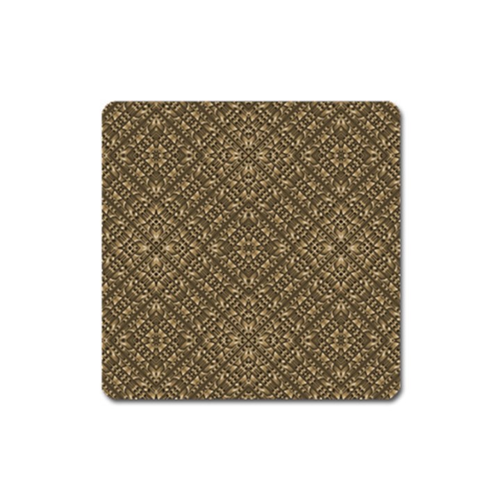 Wooden Ornamented Pattern Square Magnet