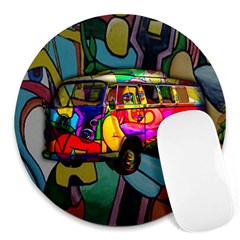 Hippie Van  Round Mousepads by Valentinaart