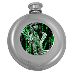 Cyber Angel Round Hip Flask (5 Oz) by Valentinaart