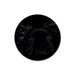 Black Bulldog Rubber Coaster (round)  by Valentinaart