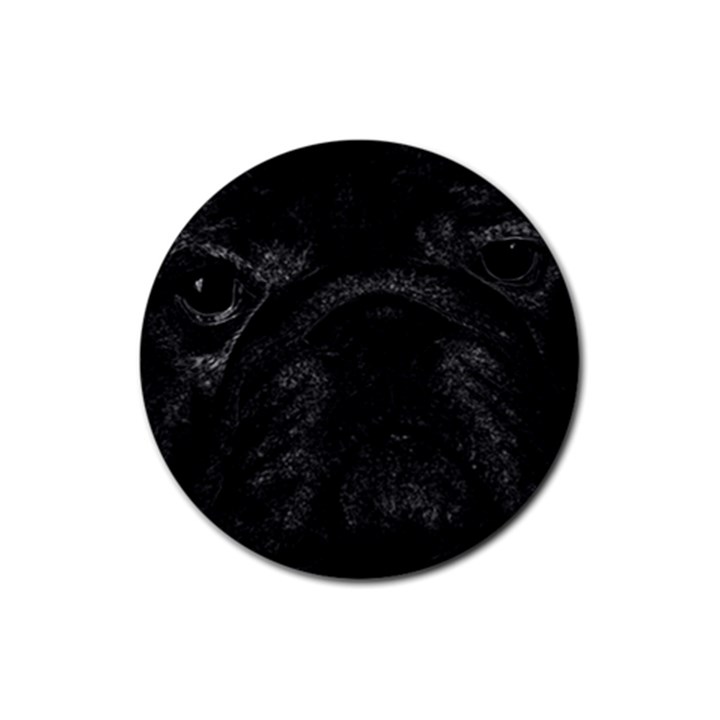 Black bulldog Rubber Coaster (Round) 