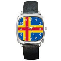 Flag Of Aland Square Metal Watch by abbeyz71