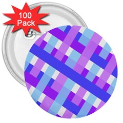 Geometric Plaid Gingham Diagonal 3  Buttons (100 Pack)  by Simbadda