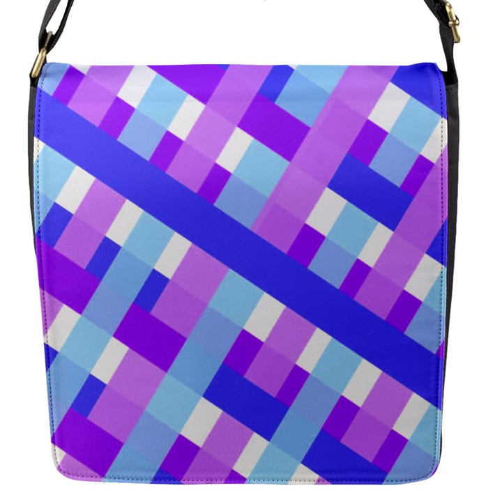 Geometric Plaid Gingham Diagonal Flap Messenger Bag (S)