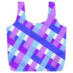 Geometric Plaid Gingham Diagonal Full Print Recycle Bags (l)  by Simbadda