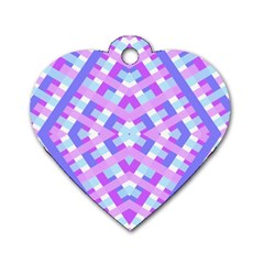 Geometric Gingham Merged Retro Pattern Dog Tag Heart (two Sides) by Simbadda