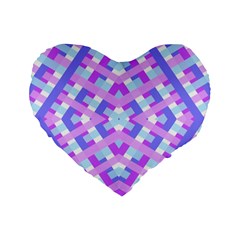 Geometric Gingham Merged Retro Pattern Standard 16  Premium Heart Shape Cushions by Simbadda