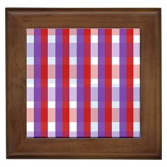 Gingham Pattern Checkered Violet Framed Tiles by Simbadda