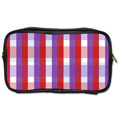 Gingham Pattern Checkered Violet Toiletries Bags by Simbadda