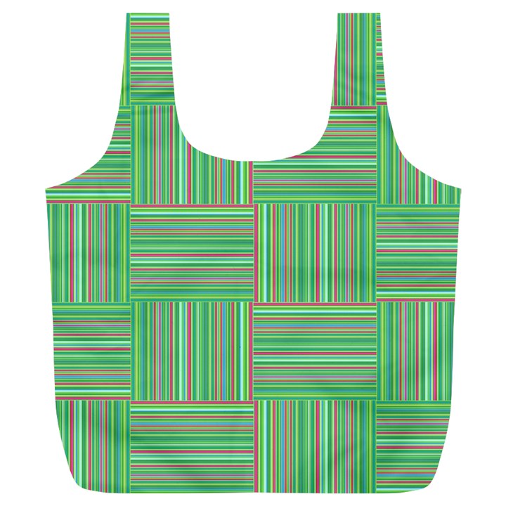 Geometric Pinstripes Shapes Hues Full Print Recycle Bags (L) 