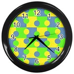 Abric Cotton Bright Blue Lime Wall Clocks (Black) Front