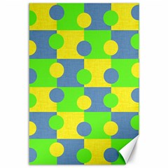 Abric Cotton Bright Blue Lime Canvas 12  X 18  