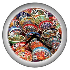 Art Background Bowl Ceramic Color Wall Clocks (silver) 