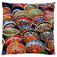 Art Background Bowl Ceramic Color Large Cushion Case (one Side) by Simbadda