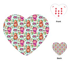 Floral Flower Pattern Seamless Playing Cards (heart)  by Simbadda