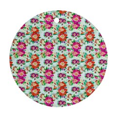 Floral Flower Pattern Seamless Round Ornament (two Sides)