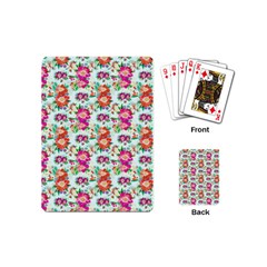 Floral Flower Pattern Seamless Playing Cards (mini)  by Simbadda