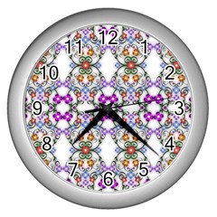Floral Ornament Baby Girl Design Wall Clocks (silver) 