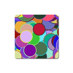 Dots Circles Colorful Unique Square Magnet by Simbadda