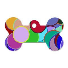 Dots Circles Colorful Unique Dog Tag Bone (Two Sides)