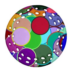 Dots Circles Colorful Unique Ornament (Round Filigree)