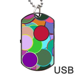 Dots Circles Colorful Unique Dog Tag USB Flash (One Side)